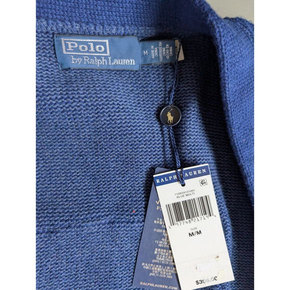 NWT Polo Ralph Lauren Varsity-Inspired Patch Tiger Cardigan Sz M Royal #9M505 - Picture 11 of 15